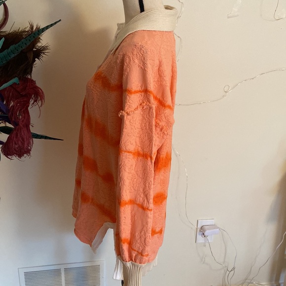NWOT - Free People Orange Polo Sweater Button size Small - Picture 5 of 7